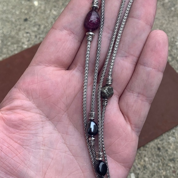 John Hardy X Adwoa Aboah 72 Inch Sterling Silver pink tourmaline Pyrite Necklace - Picture 9 of 16